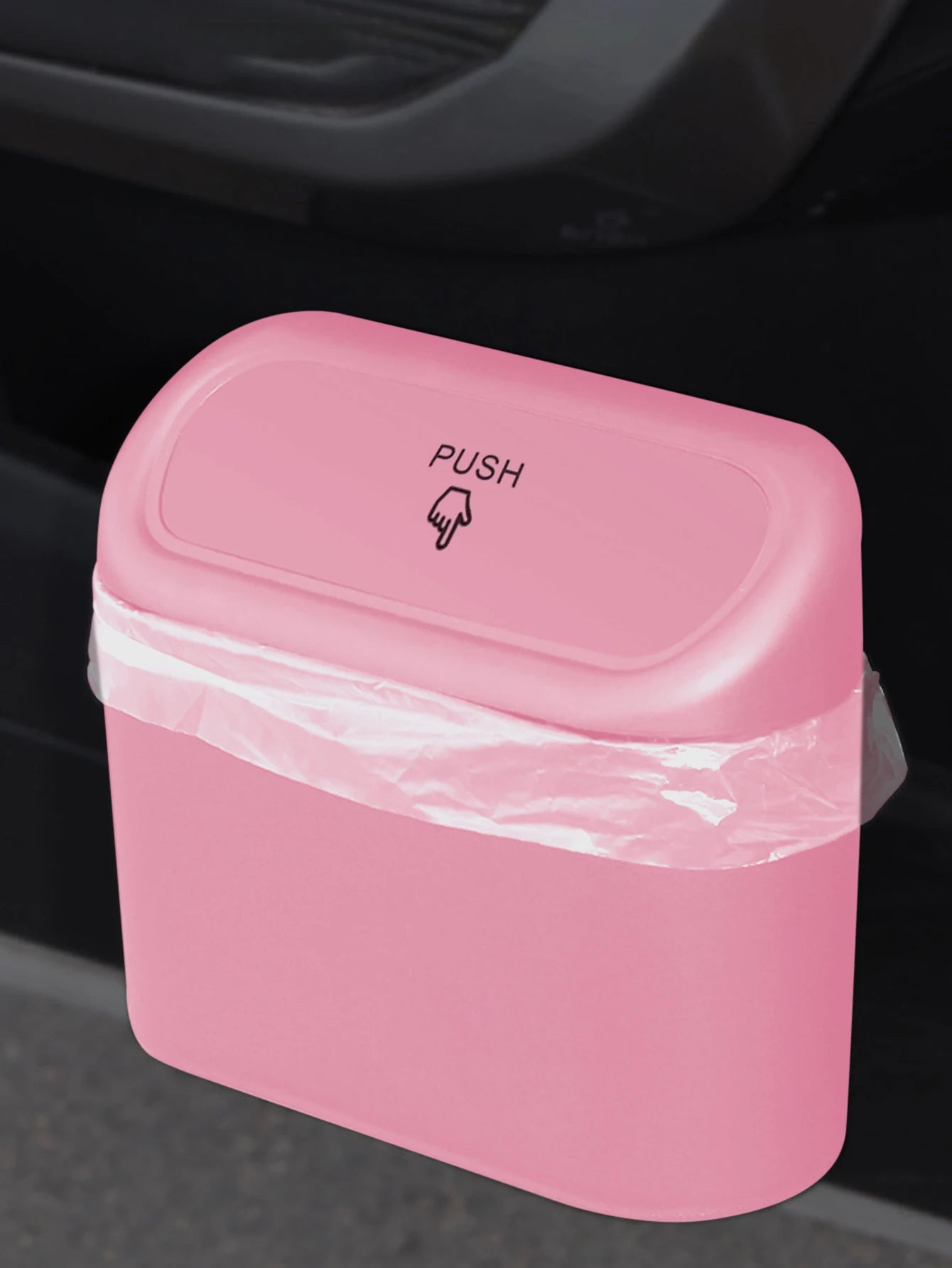 CUBO DE BASURA ROSA PARA EL AUTOMOVIL