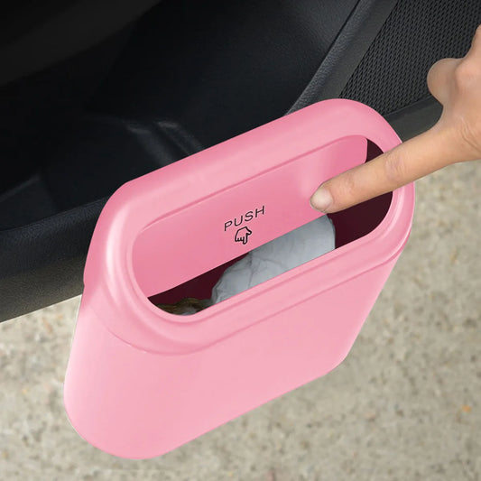 CUBO DE BASURA ROSA PARA EL AUTOMOVIL