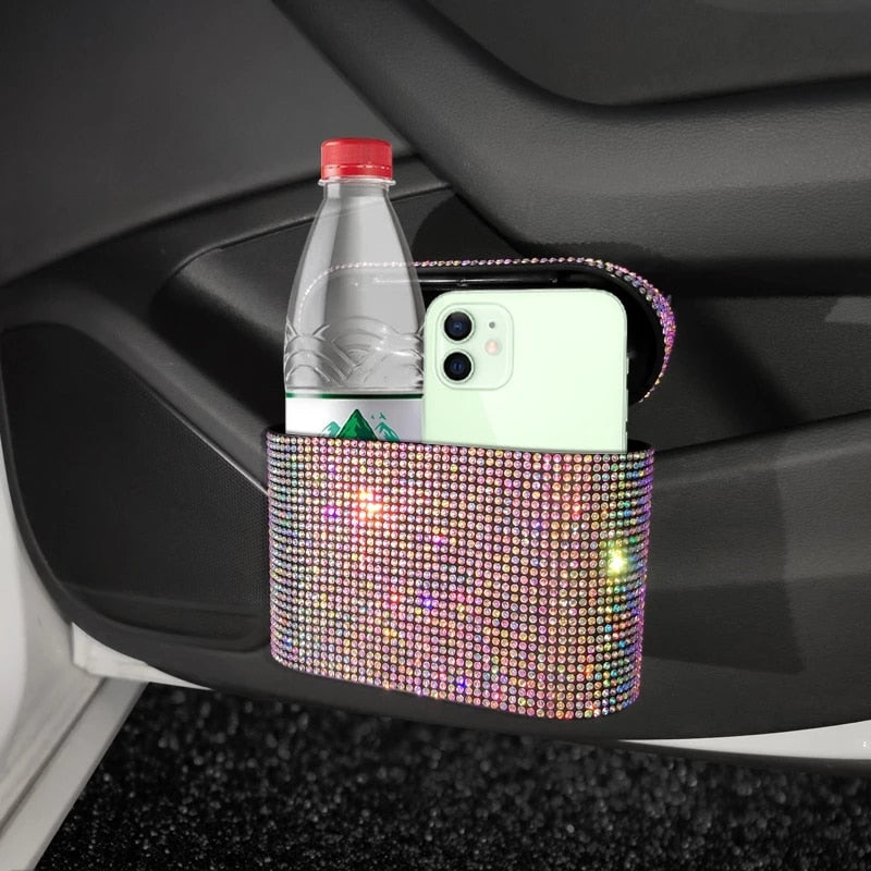 CUBO DE BASURA CON DIAMANTES PARA EL AUTOMOVIL