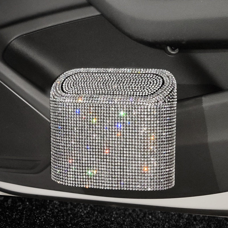 CUBO DE BASURA CON DIAMANTES PARA EL AUTOMOVIL