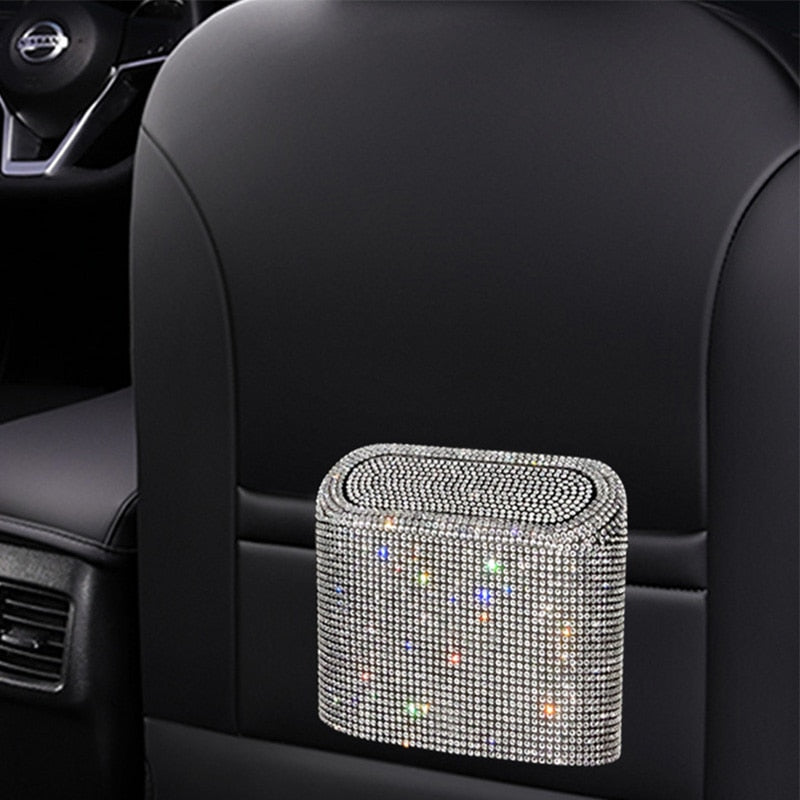 CUBO DE BASURA CON DIAMANTES PARA EL AUTOMOVIL